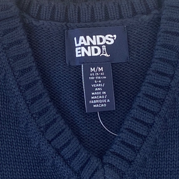LANDS’ END Little Kids Uniform Modal Navy Sweater Vest. Size: M 5-6 Years - Picture 3 of 3